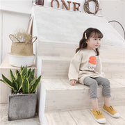トレーナー チュニック ロング丈 長袖 ラウンドネック プルオーバー 子供服 キッズ トップス 薄手 パイピング加工 プリント ニンジン 人参 カジュアル 可愛い かわいい 女の子 男の子 女児 男児 子ども服 こども服 80cm 90cm 100cm 110cm 120cm