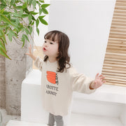 トレーナー チュニック ロング丈 長袖 ラウンドネック プルオーバー 子供服 キッズ トップス 薄手 パイピング加工 プリント ニンジン 人参 カジュアル 可愛い かわいい 女の子 男の子 女児 男児 子ども服 こども服 80cm 90cm 100cm 110cm 120cm