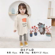トレーナー チュニック ロング丈 長袖 ラウンドネック プルオーバー 子供服 キッズ トップス 薄手 パイピング加工 プリント ニンジン 人参 カジュアル 可愛い かわいい 女の子 男の子 女児 男児 子ども服 こども服 80cm 90cm 100cm 110cm 120cm