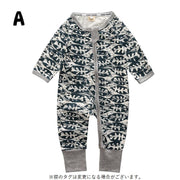 ベビー服 ジップアップ カバーオール ロンパース 足つき 長袖 長ズボン 前開き 花柄 フラワー 鳥 星 スター 可愛い かわいい ベビー 赤ちゃん 幼児 新生児 男女兼用 男の子 男児 女の子 女児 ファスナー チャック ジッパー