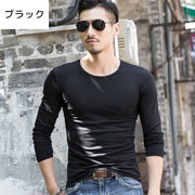 Tシャツ 長袖 メンズ 男性用 トップス ラウンドネック Vネック 丸首 シンプル 無地 着回し 普段使い 定番 合わせやすい すっきり M L XL 2XL 3XL