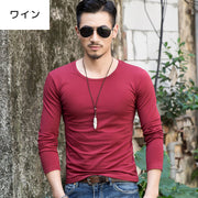 Tシャツ 長袖 メンズ 男性用 トップス ラウンドネック Vネック 丸首 シンプル 無地 着回し 普段使い 定番 合わせやすい すっきり M L XL 2XL 3XL