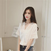 ブラウス レディース 婦人服 トップス プルオーバー 半袖 Vネック レース 前合わせ カシュクール おしゃれ かわいい 無地 単色 上品 エレガント デイリー 普段使い 通勤 オフィスファッション 大きいサイズ