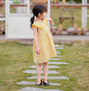 ワンピース キッズ ベビー ガール 女の子 ノースリーブ チェック 大きい襟 春 夏 可愛い お洒落 80cm 90cm 100cm 110cm 120cm 130cm