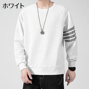 トレーナー 長袖 メンズ トップス ラウンドネック ライン入り 大きいサイズあり カジュアル おしゃれ ゆったり お出かけ 部屋着 外出 旅行 スポーツ 男の子 男性用 黒 白 グレー
