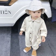 ロンパース カバーオール つなぎ デニム 子供服 ベビー キッズ 新生児 赤ちゃん 男の子 女の子 長袖 襟付き ポケット おしゃれ かわいい 出産祝い ギフト プレゼント