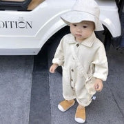 ロンパース カバーオール つなぎ デニム 子供服 ベビー キッズ 新生児 赤ちゃん 男の子 女の子 長袖 襟付き ポケット おしゃれ かわいい 出産祝い ギフト プレゼント