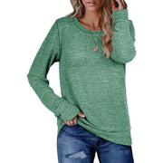 長袖Tシャツ レディース 女性用 トップス カットソー ミックスカラー ラウンドネック シンプル スタンダード 定番 カジュアル 着回し ベーシック