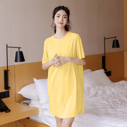 ワンピース Tシャツワンピース ルームウェア パジャマ レディース 女性 大きいサイズ 半袖 ミニ ショート丈 単色 無地 シンプル かわいい おしゃれ カラバリ豊富 夏服 ゆるシルエット オーバー