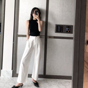 ニット ノースリーブ チョーカーネック トップス レディース 女性 婦人服 サマーニット アシンメトリー 無地 単色 シンプル かわいい おしゃれ