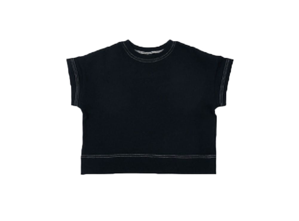 子供服 半袖Tシャツ Tシャツ 配色ステッチ 5分袖 キッズ ブラック バリエーション画像
