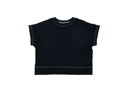 子供服 半袖Tシャツ Tシャツ 配色ステッチ 5分袖 キッズ ブラック バリエーション画像
