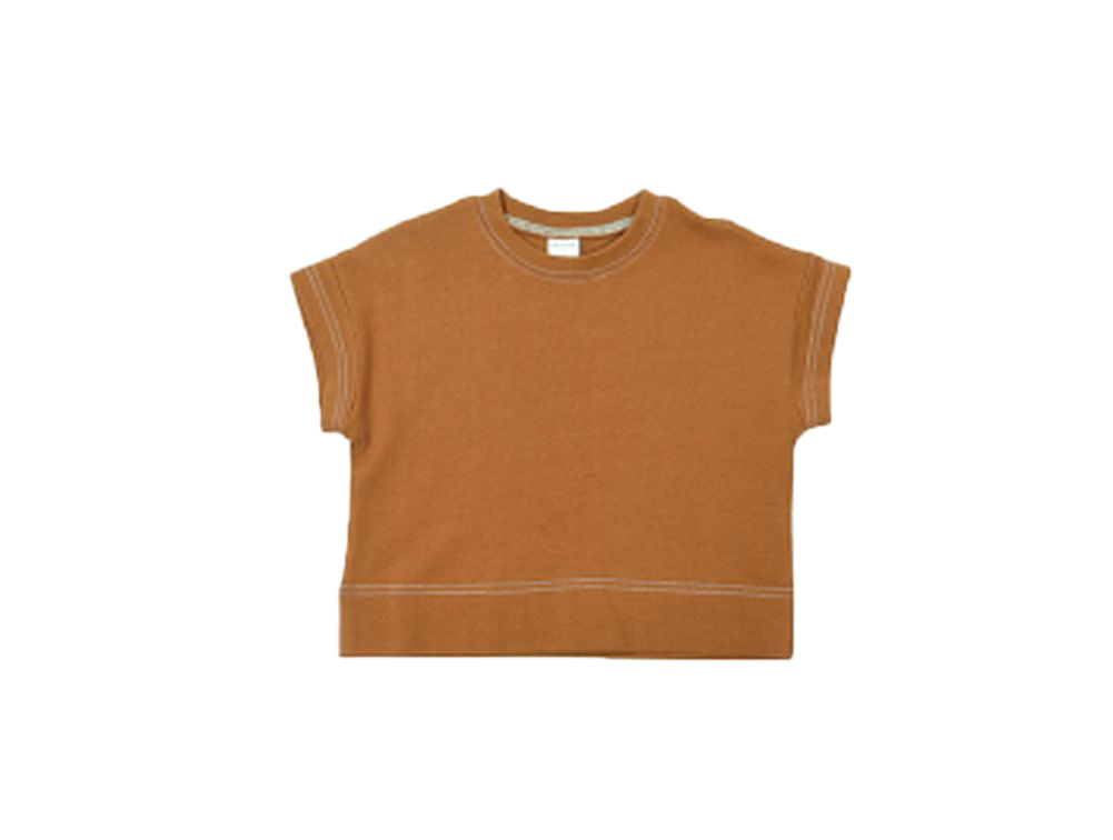 子供服 半袖Tシャツ Tシャツ 配色ステッチ 5分袖 キッズ キャメル バリエーション画像