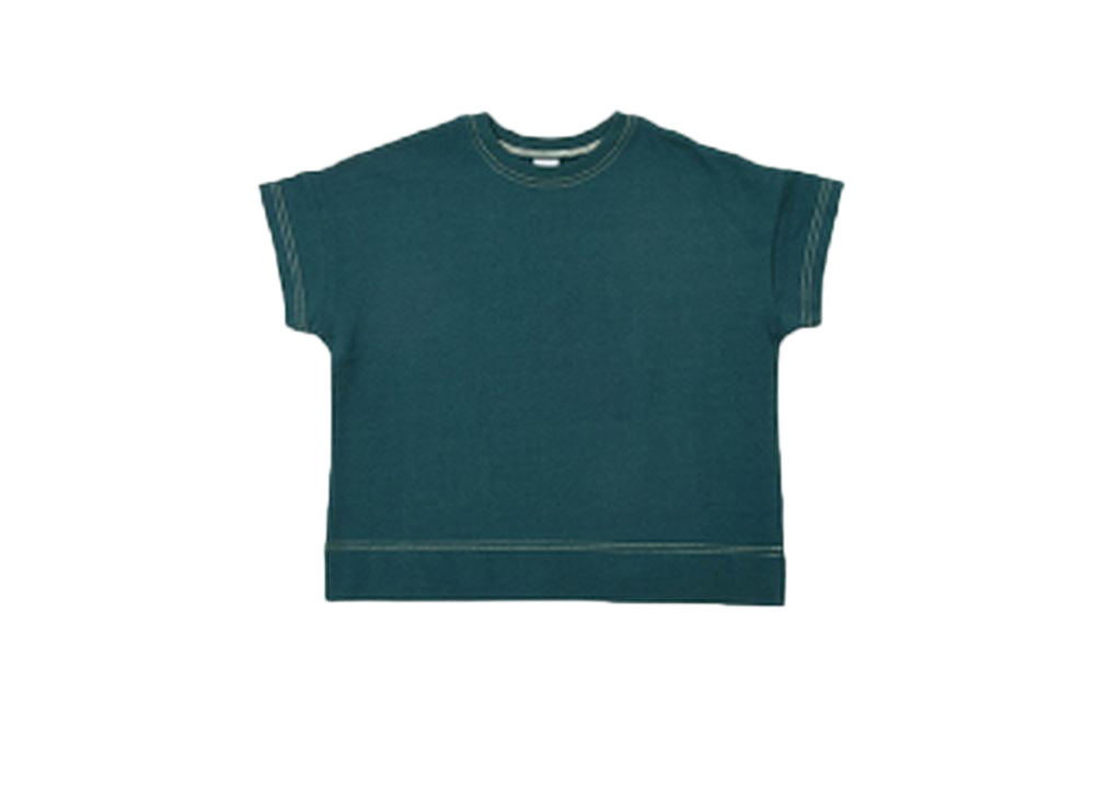 子供服 半袖Tシャツ Tシャツ 配色ステッチ 5分袖 キッズ ダークグリーン バリエーション画像