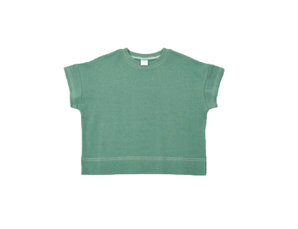 子供服 半袖Tシャツ Tシャツ 配色ステッチ 5分袖 キッズ くすみミント バリエーション画像