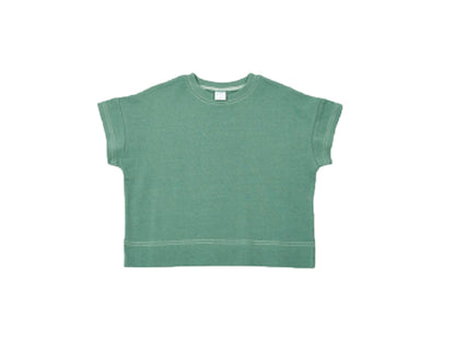 子供服 半袖Tシャツ Tシャツ 配色ステッチ 5分袖 キッズ くすみミント バリエーション画像