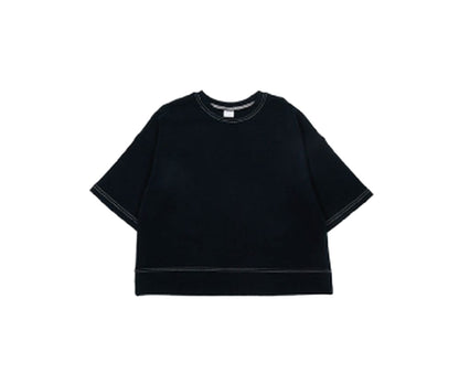 子供服 半袖Tシャツ Tシャツ 長袖Tシャツ 配色ステッチ 7分袖 ブラック バリエーション画像