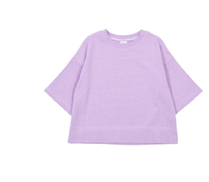 子供服 半袖Tシャツ Tシャツ 長袖Tシャツ 配色ステッチ 7分袖 ラベンダー バリエーション画像