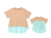 カットソー Tシャツ 異素材切り替え 半袖 子供服 キッズ ベビー ジュニア 女の子 ガールズ トップス かわいい フェミニン バックコンシャス こども服 子ども服 春服 夏服