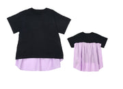 カットソー Tシャツ 異素材切り替え 半袖 子供服 キッズ ベビー ジュニア 女の子 ガールズ トップス かわいい フェミニン バックコンシャス こども服 子ども服 春服 夏服