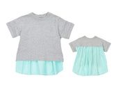 カットソー Tシャツ 異素材切り替え 半袖 子供服 キッズ ベビー ジュニア 女の子 ガールズ トップス かわいい フェミニン バックコンシャス こども服 子ども服 春服 夏服