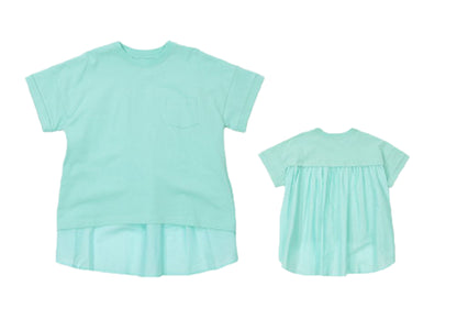 カットソー Tシャツ 異素材切り替え 半袖 子供服 キッズ ミント×ミント バリエーション画像