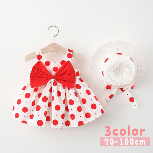 ワンピース 子供服 ベビー キッズ 女の子 麦わら帽子付き 商品画像
