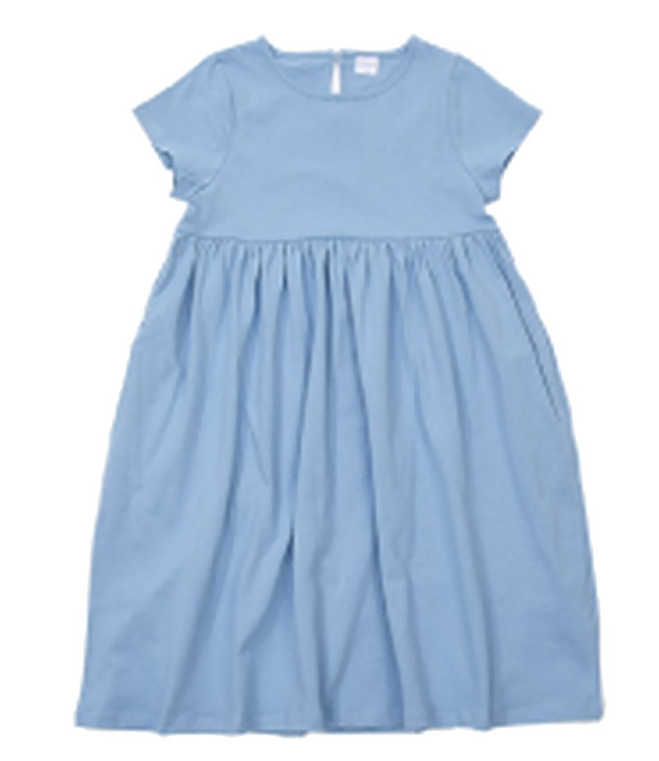 ワンピース キッズ 女の子 Tシャツワンピース 子供服 半袖 くすみブルー バリエーション画像