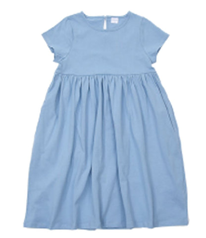 ワンピース キッズ 女の子 Tシャツワンピース 子供服 半袖 くすみブルー バリエーション画像
