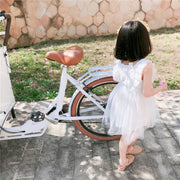 ワンピース ドレス キッズ ジュニア 子ども 子供服 女の子 ガール 女児 ベビー ノースリーブ 袖なし フレア 膝丈 膝下 フリル レース チュール おしゃれ かわいい ガーリー 無地 シンプル 結婚式 パーティー フォーマル セレモニー 背中 ボタン フラワー 白
