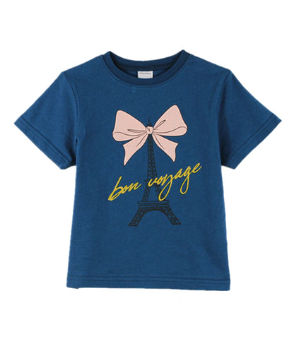 子供服 プリントTシャツ 半袖Tシャツ 女の子 男の子 キッズ C-ネイビー バリエーション画像