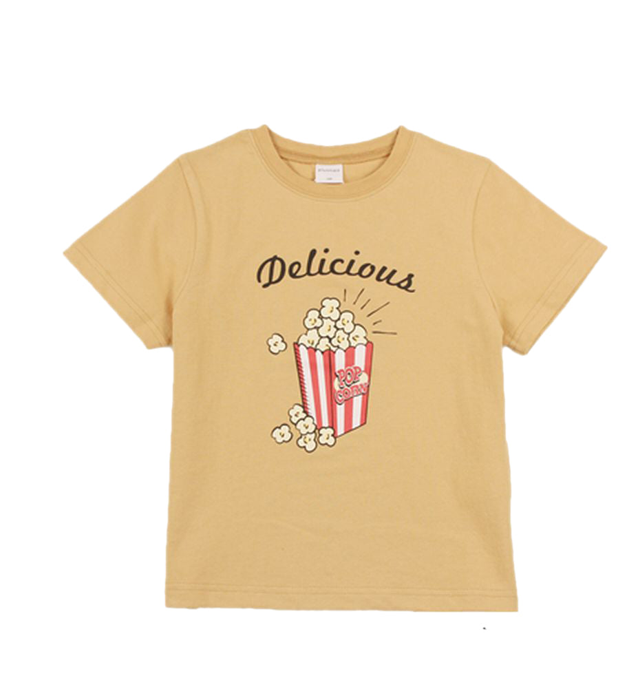 子供服 プリントTシャツ 半袖Tシャツ 女の子 男の子 キッズ D-イエローベージュ バリエーション画像