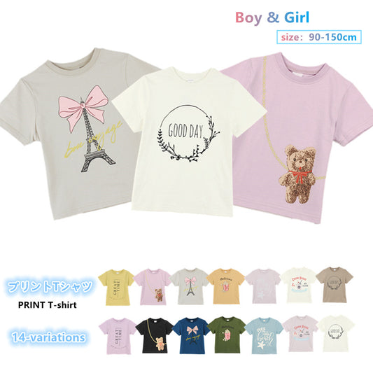 子供服 プリントTシャツ 半袖Tシャツ 女の子 男の子 キッズ 商品画像