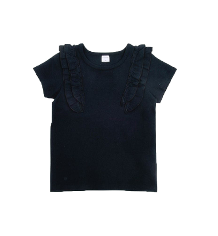 子供服 半袖 Tシャツ 女の子 ガールズ カットソー フリル トップス 衿付き バックリボン フロントリボン キッズ ジュニア 春服 夏服 かわいい 着回し ヘビロテ 丸衿 子ども プラスナオ