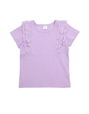 子供服 半袖 Tシャツ 女の子 ガールズ カットソー フリル トップス 衿付き バックリボン フロントリボン キッズ ジュニア 春服 夏服 かわいい 着回し ヘビロテ 丸衿 子ども プラスナオ