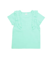 子供服 半袖 Tシャツ 女の子 ガールズ カットソー フリル トップス 衿付き バックリボン フロントリボン キッズ ジュニア 春服 夏服 かわいい 着回し ヘビロテ 丸衿 子ども プラスナオ