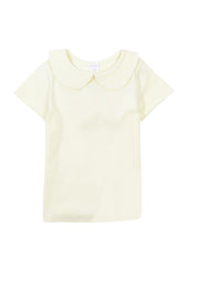 子供服 半袖 Tシャツ 女の子 ガールズ カットソー フリル トップス 衿付き バックリボン フロントリボン キッズ ジュニア 春服 夏服 かわいい 着回し ヘビロテ 丸衿 子ども プラスナオ