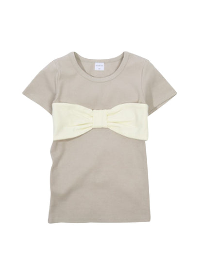 子供服 半袖 Tシャツ 女の子 ガールズ カットソー C-グレージュ×アイボリー バリエーション画像