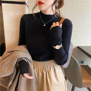 ハイネックニット トップス レディース 長袖 ハーフタートルネック かわいい 可愛い おしゃれ シンプル 無地 カジュアル スタンダード ベーシック 着回し 秋 冬