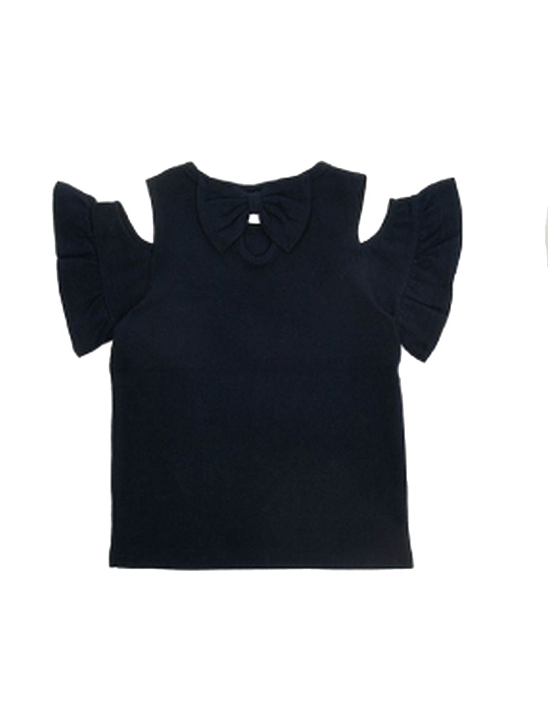 子供服 半袖 Tシャツ 女の子 ガールズ カットソー A-ブラック バリエーション画像