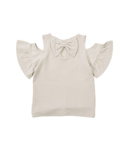 子供服 半袖 Tシャツ 女の子 ガールズ カットソー フリル トップス オフショルダー パフスリーブ バックリボン リンクコーデ キッズ ジュニア かわいい 可愛い 着まわし 着回し ラウンドネック クルーネック 丸首 通園 通学 春服 夏服 子ども プラスナオ