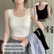タンクトップ キャミソール レディース 女性 トップス インナーウェア ショート丈 ラウンドネック シンプル かわいい おしゃれ