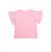 子供服 半袖 Tシャツ 女の子 ガールズ カットソー フリル トップス  袖フリル バックフリル キッズ ジュニア トップス 春服 夏服 かわいい 可愛い ガーリー 着まわし 着回し ヘビロテ 無地 シンプル ラウンドネック クルーネック 丸首 通園 通学 子ども プラスナオ