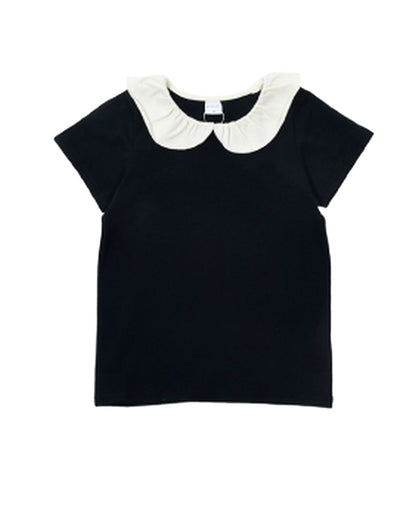 子供服 半袖 Tシャツ 女の子 ガールズ カットソー A-ブラック×アイボリー バリエーション画像