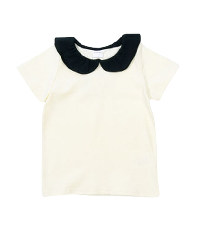 子供服 半袖 Tシャツ 女の子 ガールズ カットソー A-アイボリー×ブラック バリエーション画像