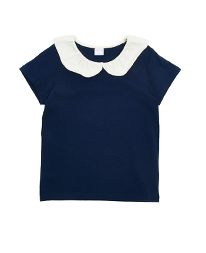 子供服 半袖 Tシャツ 女の子 ガールズ カットソー A-ネイビー×アイボリー バリエーション画像