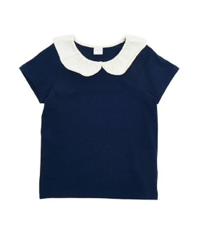 子供服 半袖 Tシャツ 女の子 ガールズ カットソー A-ネイビー×アイボリー バリエーション画像