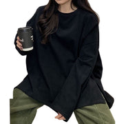 チュニック 長袖 ロングTシャツ カットソー オーバーサイズ ビッグシルエット レディース 女性 トップス 大きいサイズ ゆったり 無地 シンプル お洒落 カジュアル 婦人服