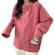 チュニック 長袖 ロングTシャツ カットソー オーバーサイズ ビッグシルエット レディース 女性 トップス 大きいサイズ ゆったり 無地 シンプル お洒落 カジュアル 婦人服