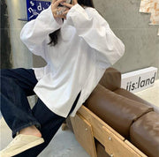 チュニック 長袖 ロングTシャツ カットソー オーバーサイズ ビッグシルエット レディース 女性 トップス 大きいサイズ ゆったり 無地 シンプル お洒落 カジュアル 婦人服